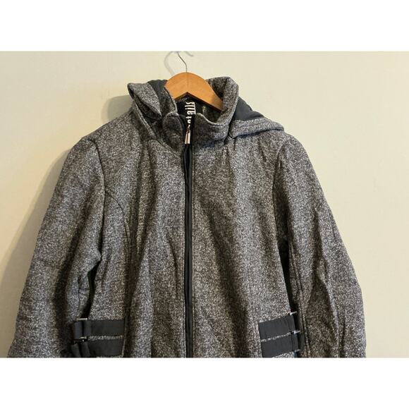 d.e.t.a.i.l.s INTL WOMEN'S GRAY HOODED FLEECE HERRINGBONE JACKET M RN# 15101 - Picture 2 of 11